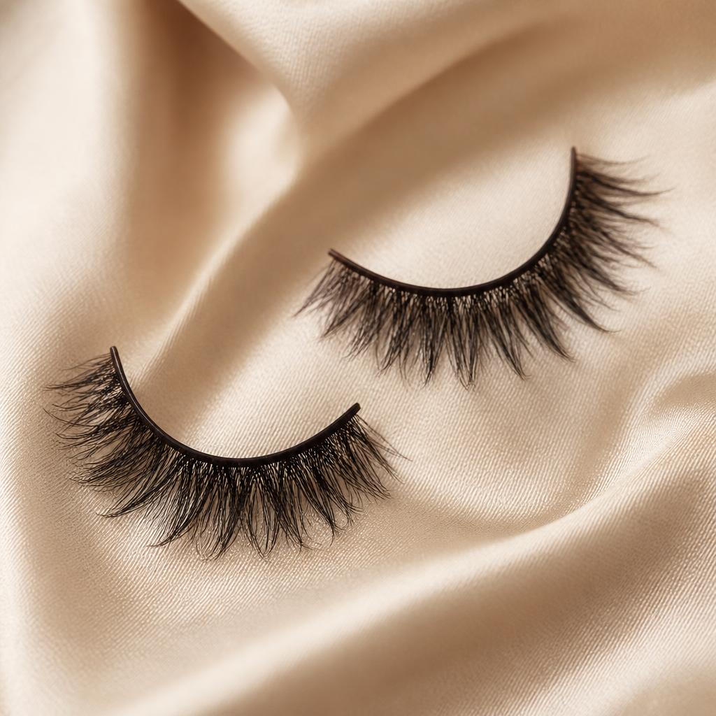 Hand cut lashes on silk